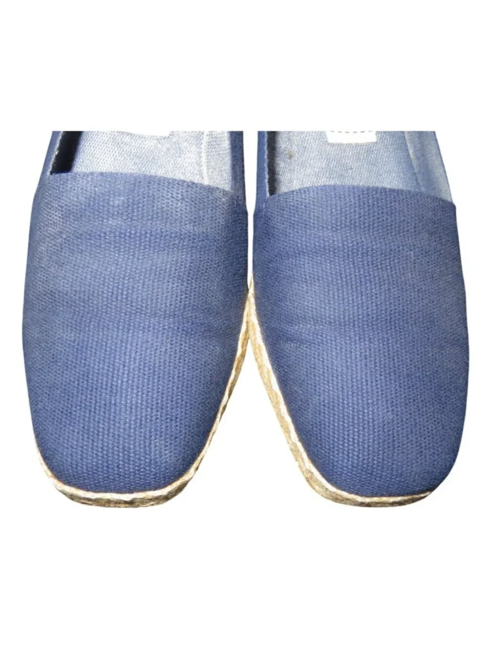 André Assous Blue Khloe Woven Italian Leather Espadrille Wedges size 6.5